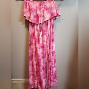 Japna Strapless Pink Tie-Dye Style Maxi Dress